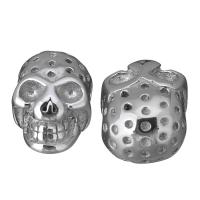 Rustfrit stål perler, Stainless Steel, Skull, oprindelige farve, 9x13.50x7mm, Hole:Ca. 2mm, 10pc'er/Lot, Solgt af Lot