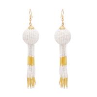 Zinc Alloy Tassel Earring, met Plastic, gold plated, voor vrouw, meer kleuren voor de keuze, nikkel, lood en cadmium vrij, 25x97mm, Verkocht door pair