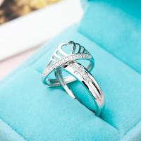 Anillos para Parejas, Plata de ley 925, chapado en platina real, Ajustable & diferentes estilos para la opción & con circonia cúbica, libre de níquel, plomo & cadmio, tamaño:8, Vendido por UD