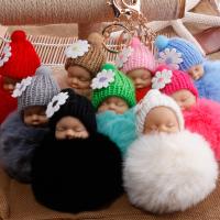 Мягкий шарик Pom Pom Keychain, Трип, с винил & цинковый сплав, плакирован золотом, Термоаппликации, Много цветов для выбора, 80mm, продается PC