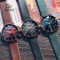 GUOU® Unisex Jewelry Watch Glass with Leather & Titanium Alloy Japanese watch movement Life water resistant & for man plated Approx 9.6 Inch  Sold By PC