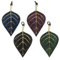 Cubic Zirconia Micro Pave Brass Pendant Leaf plated micro pave cubic zirconia Approx 3mm Sold By PC