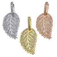 Kubik Zirkonium mikro bana Mässing hängande, Leaf, plated, micro bana cubic zirconia, fler färger för val, 12x19x2mm, Hål:Ca 5x7mm, 10PC/Lot, Säljs av Lot