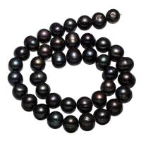 Grânulos pérolas cultivads de água doce, Pérolas de água doce, Batata, preto, 10-11mm, Buraco:Aprox 0.8mm, vendido para Aprox 15.1 inchaltura Strand