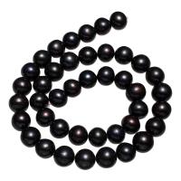 Grânulos pérolas cultivads de água doce, Pérolas de água doce, Batata, preto, 9-10mm, Buraco:Aprox 0.8mm, vendido para Aprox 15.5 inchaltura Strand