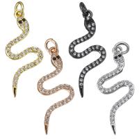 Kubik Zirkonium mikro bana Mässing hängande, Snake, plated, micro bana cubic zirconia, fler färger för val, 12x29x2.50mm, Hål:Ca 3mm, 10PC/Lot, Säljs av Lot