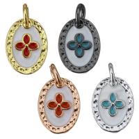 Brass Jewelry Pendants Flat Oval plated enamel Approx 3mm Sold By Lot