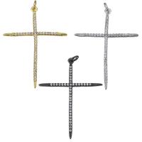 Brass Cross Pendants plated micro pave cubic zirconia Approx 3mm Sold By Lot