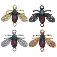 Conectores de Metal, Abeja, chapado, micro arcilla de zirconia cúbica & 1/1 aro, más colores para la opción, 27x23x4mm, agujero:aproximado 2.5mm, 5PCs/Grupo, Vendido por Grupo