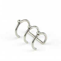 Stainless Steel Ear Cuff Clip-on ørering, tre lag & med rhinestone, flere farver til valg, 8x16mm, Solgt af PC