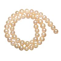 Grânulos de pérolas  cultivadas de água doce de forma redomda., Pérolas de água doce, Roda, naturais, rosa, 8-9mm, Buraco:Aprox 0.8mm, vendido para Aprox 15.3 inchaltura Strand