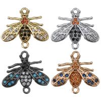 Conectores de Metal, Abeja, chapado, micro arcilla de zirconia cúbica & 1/1 aro, más colores para la opción, 17x15x3mm, agujero:aproximado 1mm, 10PCs/Grupo, Vendido por Grupo