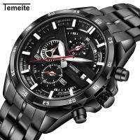 TeMeiTe® Muški Nakit Watch, Staklo, s Nehrđajući čelik & Cink Alloy, pozlaćen, Život otporan na vodu & višenamjenski & za čovjeka, više boja za izbor, 45x13mm, Dužina Približno 9 inčni, Prodano By PC