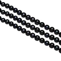 Okrugli Kulturan Slatkovodni Pearl perle, crn, 9-10mm, Rupa:Približno 0.8mm, Prodano Per Približno 14 inčni Strand