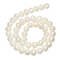 Kulaté kultivované sladkovodní perle, Sladkovodní Pearl, Kolo, přírodní, různé délky pro volbu, bílý, 6-7mm, Otvor:Cca 0.8mm, Prodáno za Cca 14 inch Strand