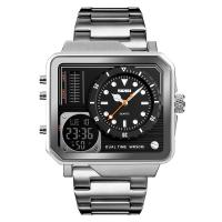 SKmei® Men Ékszer Watch, Stainless Steel, -val cink ötvözet dial & Üveg, galvanizált, 30M vízálló & LED-es & az ember, több színt a választás, 48x51x14mm, 24mm, Hossz Kb 9 inch, Által értékesített PC