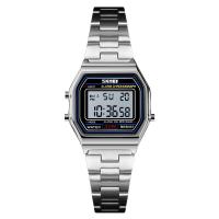 Reloj unisex de la joyería de SKmei®, acero inoxidable, con Vidrio & aleación de zinc, chapado, 30M resistente al agua & unisexo & LED, más colores para la opción, 27x31x10mm, 10mm, longitud aproximado 8.8 Inch, Vendido por UD