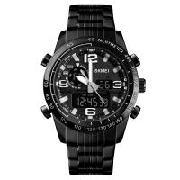 Montre à bijoux unisexe SKmei®, acier inoxydable, avec cadran en alliage de zinc & verre, Placage, 30M étanche & LED & pour homme, 46x56x17mm, 22mm, Vendu par PC