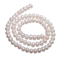 Grânulos pérolas cultivads de água doce, Pérolas de água doce, Batata, naturais, branco, 7-8mm, Buraco:Aprox 0.8mm, vendido para Aprox 15 inchaltura Strand