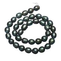 Kartoffel ferskvandskulturperle Beads, Ferskvandsperle, mørkegrøn, 9-10mm, Hole:Ca. 0.8mm, Solgt Per Ca. 15 inch Strand