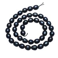 Grânulos pérolas cultivads de água doce, Pérolas de água doce, Batata, preto, 8-9mm, Buraco:Aprox 0.8mm, vendido para Aprox 15 inchaltura Strand