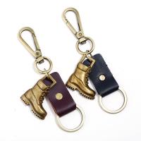 Key Chain, Zinc Alloy, med Læder, Sko, antik bronze farve forgyldt, flere farver til valg, 40x43mm, 10pc'er/Lot, Solgt af Lot