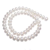 Brambor pěstované sladkovodní perle, Sladkovodní Pearl, přírodní, bílý, 9-10mm, Otvor:Cca 0.8mm, Prodáno za Cca 15 inch Strand