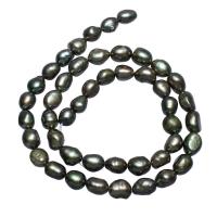 Ziemniakowe koraliki z hodowlanych pereł słodowodnych, Perła naturalna słodkowodna, zielony, 7-8mm, otwór:około 0.8mm, sprzedawane na około 14.5 cal Strand