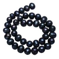 Grânulos pérolas cultivads de água doce, Pérolas de água doce, Batata, preto, 10-11mm, Buraco:Aprox 0.8mm, vendido para Aprox 14.5 inchaltura Strand