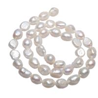 Potatis odlad sötvattenspärla pärlor, Freshwater Pearl, naturlig, vit, 9-10mm, Hål:Ca 0.8mm, Såld Per Ca 14.5 inch Strand