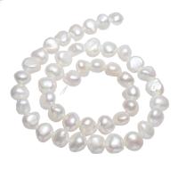 Kartoffel ferskvandskulturperle Beads, Ferskvandsperle, naturlig, hvid, 9-10mm, Hole:Ca. 0.8mm, Solgt Per Ca. 15 inch Strand