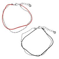 Roestvrij staal armbanden, met Nylon Koord, met 1.5Inch extender keten, met bell & voor vrouw & 2-strengs, meer kleuren voor de keuze, 3x1.5mm, 1.5x1.5mm, 1mm, Per verkocht Ca 8 inch Strand