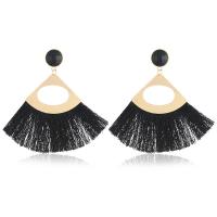 Zinc Alloy Tassel Earring with Nylon Cord gold color plated for woman & with cubic zirconia Sold By Pair