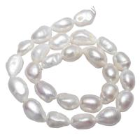 Perles nacres pommes de terre de culture d'eau douce, perle d'eau douce cultivée, pomme de terre, naturel, blanc, 11-12mm, Trou:Environ 0.8mm, Vendu par Environ 15 pouce brin