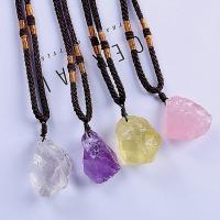 Collier de quartz, Cristal naturel, avec corde en nylon, pepite, unisexe, plus de couleurs à choisir, 20-25mm, Vendu par Environ 14.9 pouce brin