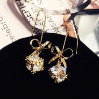 Zinc Alloy Drop Earrings plated for woman & with cubic zirconia Sold By Pair