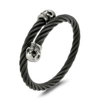 Titanium Staal Bangle, Schedel, moffelen vernis, verstelbaar & voor de mens, oorspronkelijke kleur, 65x65x5mm, Binnendiameter:Ca 65mm, Lengte Ca 8 inch, Verkocht door PC