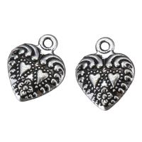 Pendentifs coeur en alliage de zinc, Plaqué de couleur d'argent, protéger l'environnement, sans nickel, plomb et cadmium, 12x15x2mm, Trou:Environ 1mm, 100PC/lot, Vendu par lot