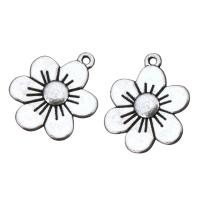 Pendentifs fleurs en alliage de zinc, Plaqué de couleur d'argent, protéger l'environnement, sans nickel, plomb et cadmium, 17x21x3mm, Trou:Environ 1mm, 100PC/lot, Vendu par lot