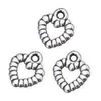 Ciondoli a cuore in lega di zinco, lega in zinco, placcato argento antico, assenza di nichel,piombo&cadmio, 10x11x2mm, Foro:Appross. 1mm, 100PC/lotto, Venduto da lotto