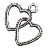 Zinklegering Hart Hangers, Zinc Alloy, antiek zilver plated, nikkel, lood en cadmium vrij, 23x24x2mm, Gat:Ca 2mm, 100pC's/Lot, Verkocht door Lot