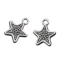 Cink Alloy Star Privjesak, Zvijezda, starinski srebrne boje pozlaćen, nikal, olovo i kadmij besplatno, 13x15x2mm, Rupa:Približno 2mm, 100računala/Lot, Prodano By Lot