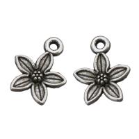 Sinc Alloy Flower Pendants, dath airgid antique plátáilte, nicil, luaidhe & caidmiam saor in aisce, 11x13x2mm, Poll:Thart 1mm, 100ríomhairí pearsanta/Lot, Díolta De réir Lot