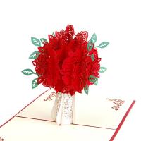 carta Biglietto di auguri 3D, Rose, fatto a mano, con busta & Effetto 3D & cavo, 150x150mm, Venduto da PC