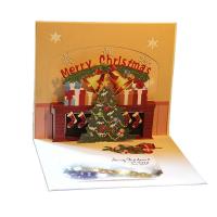 Papier 3D wenskaart, Kerstboom, handgemaakt, met envelop & 3D-effect & hol, 150x155mm, Verkocht door PC