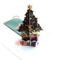 Papier 3D wenskaart, Kerstboom, handgemaakt, met envelop & 3D-effect, 150x150mm, Verkocht door PC