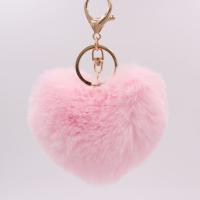 Faux Fur Sleutelhanger, met Ijzer, Hart, gold plated, Cute, meer kleuren voor de keuze, 100x100mm, Verkocht door PC