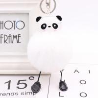 Pluche Sleutelhanger, met PU & Ijzer, Panda, silver plated, Cute, meer kleuren voor de keuze, 80mm, Verkocht door PC