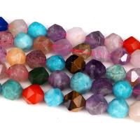 Blandet Gemstone perler, Ædelsten, facetteret, 10x10mm, Hole:Ca. 1mm, Ca. 38pc'er/Strand, Solgt Per Ca. 14.9 inch Strand