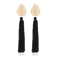 Zinc Alloy Tassel Earring, med Nylon, guldfarve belagt, for kvinde, flere farver til valg, 33x150mm, Solgt af PC